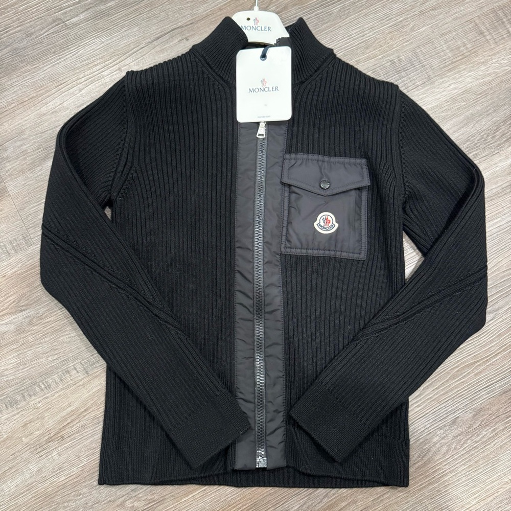 Moncler Cardigan Tricot Black Zip Up Sweater